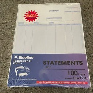 Blueline statements 1 part package of 100